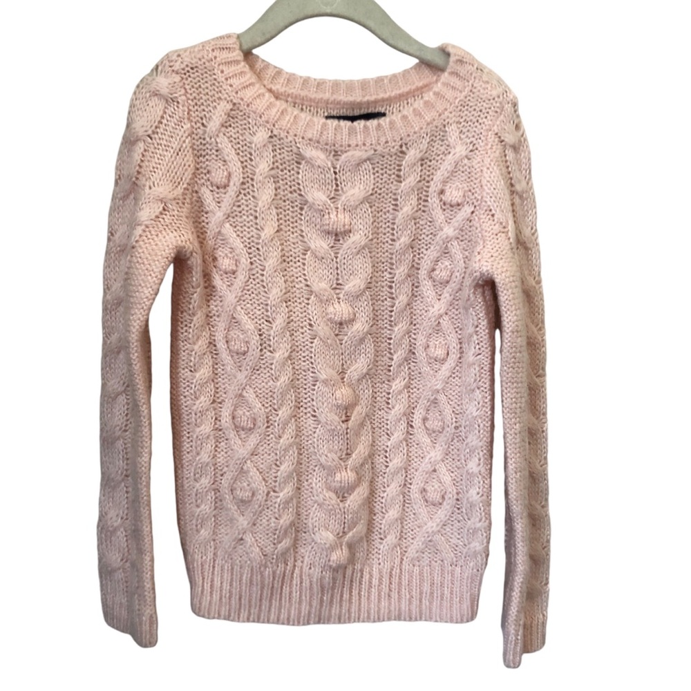 C Gap Pink Cable Knit Pattern Mohair Wool Girls Sweater XS 4-5 Years - Picture 1 of 6